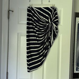 Blue and white striped diagonal skirt